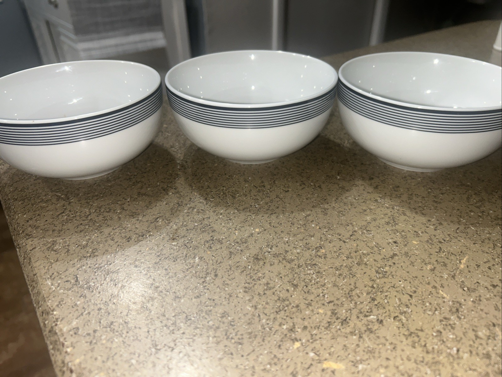 Dansk Bistro Dinnerware Set of 3- 5” Cereal/Fruit Bowls Blue Stripe