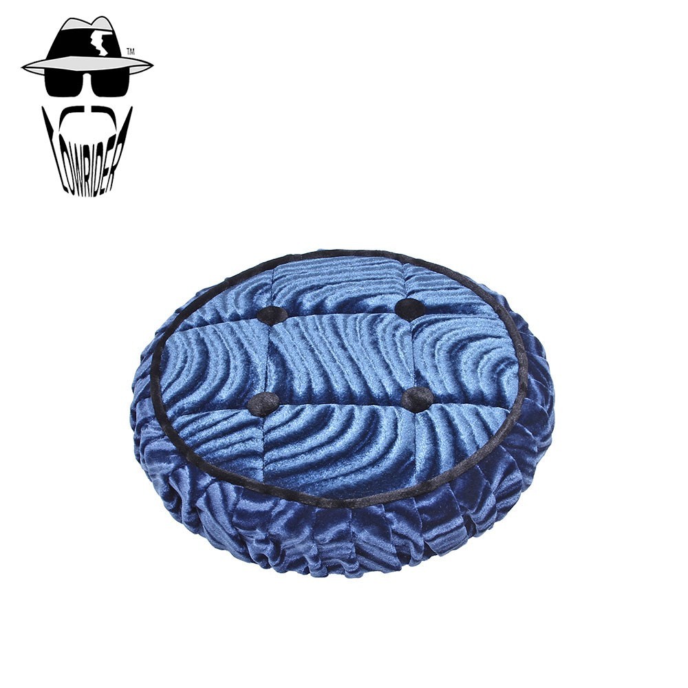 ORIGINAL LOWRIDER 4 Button Blue Velour Steering Wheel Cover – Plush Interior.