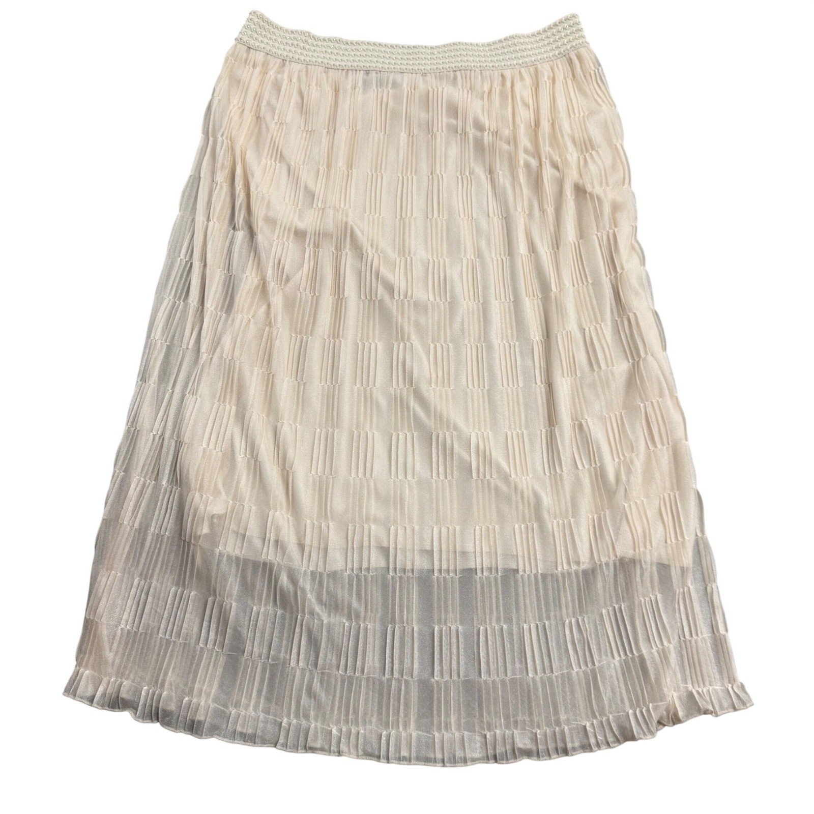 Metrowear Women\'s VTG Cream Ivory Sheer Pleated Midi Skirt Ballet Boho Fairy Y2k Metrowear Women\'s VTG Cream Ivory Sheer Pleated Midi Skirt Ballet Boho Fairy Y2k