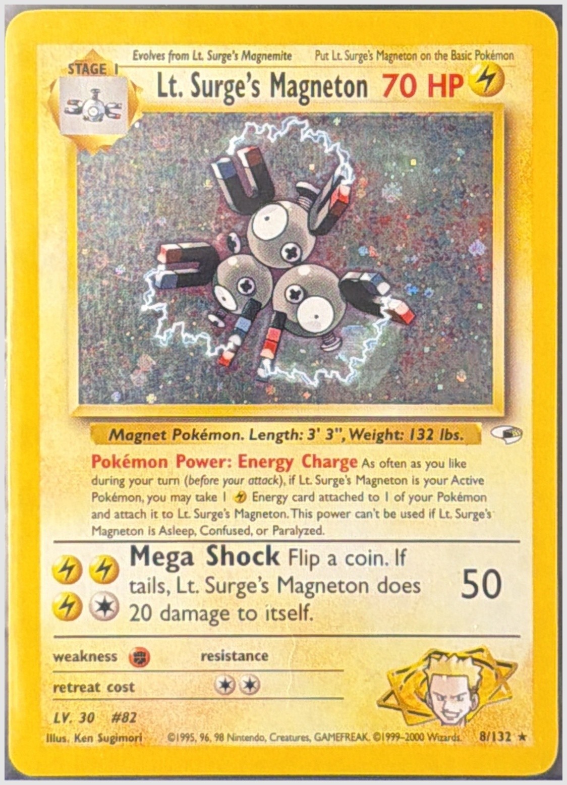 Lt. Surge\'s Magneton 8/132 Gym Heroes Unlimited Holofoil Lightly Played