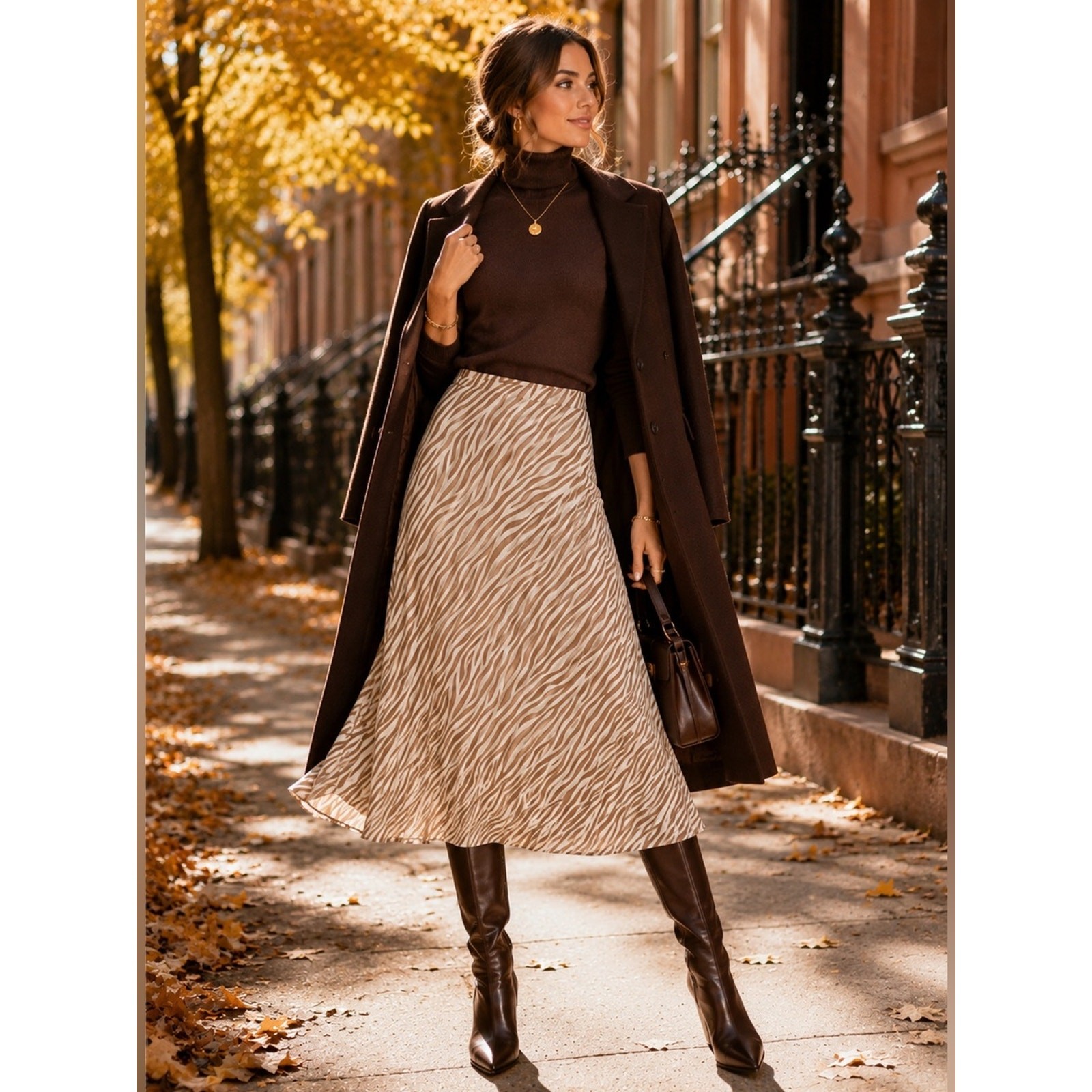 NWT Ann Taylor Zebra Print Midi Skirt Size 10 Tan Ivory Side Zip Lined