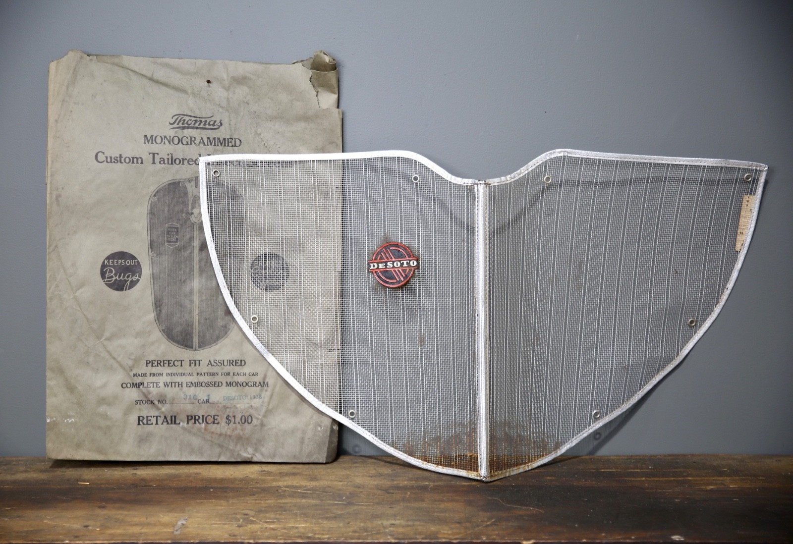 Vintage 1938 DeSoto Radiator car Grille Grill Screen Cover antique accessory NOS Vintage 1938 DeSoto Radiator car Grille Grill Screen Cover antique accessory NOS