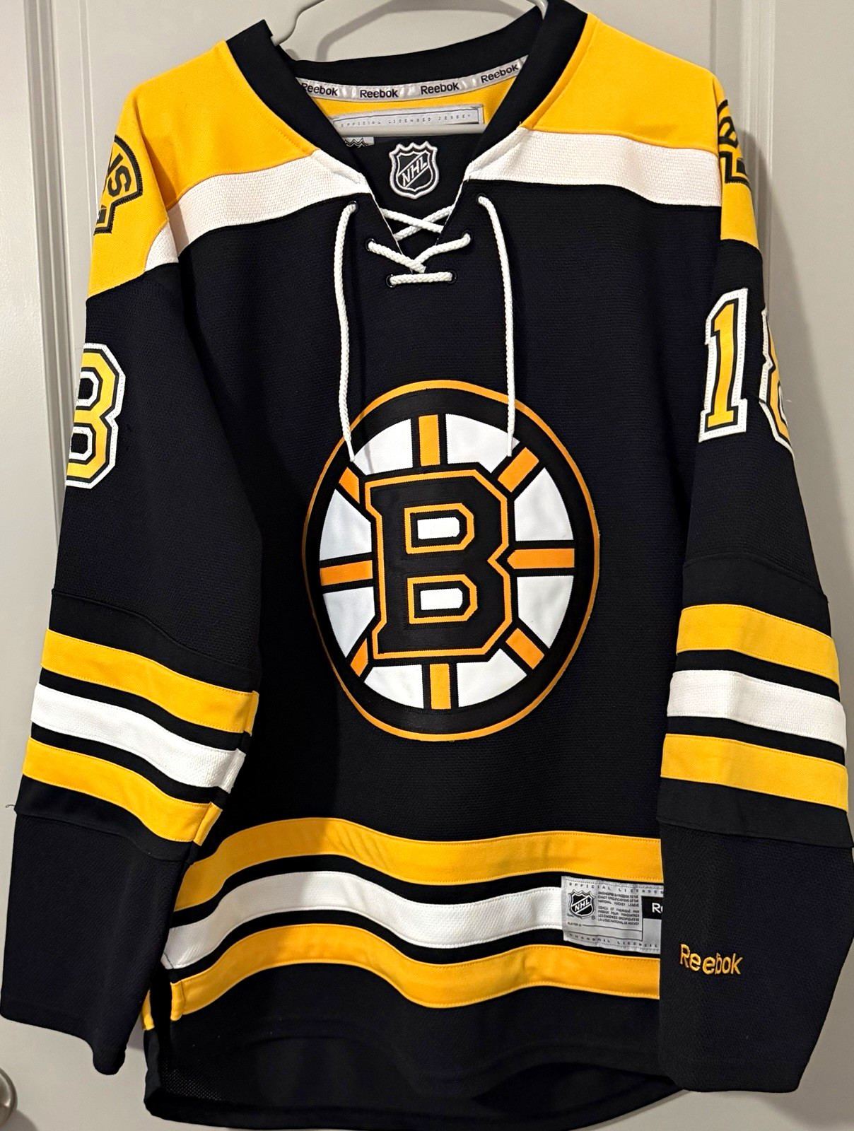Reebok NHL Boston Bruins Smith #18 Black/Gold/White Hockey Jersey Unisex L/G Reebok NHL Boston Bruins Smith #18 Black/Gold/White Hockey Jersey Unisex L/G