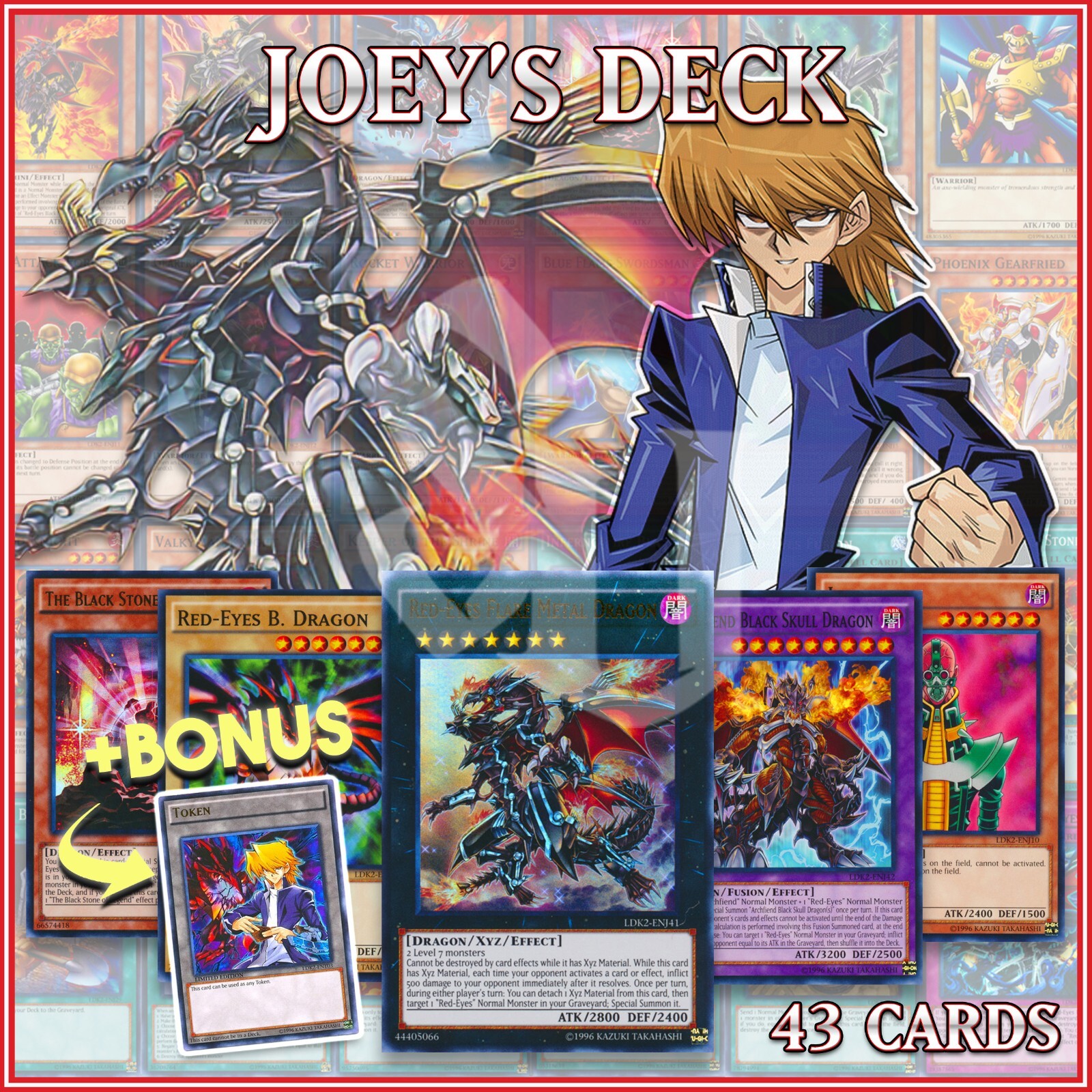 JOEY'S RED-EYES DECK 43 | Black Flare Dragon Jinzo Metal Scapegoat YuGiOh +BONUS