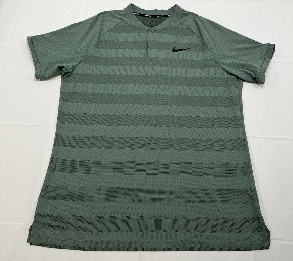 Nike Shirt Mens Large Green Zonal Cooling Blade Collar Golf Polo Stripe Mesh