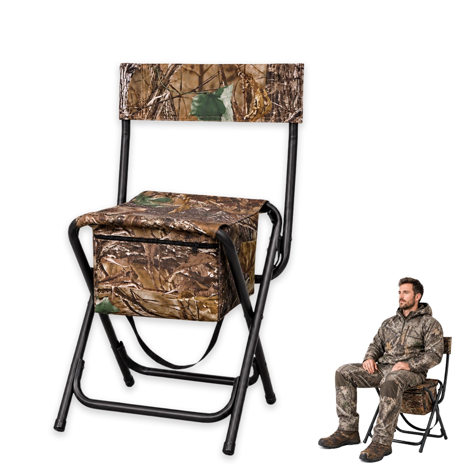 FUNHORUN Hunting Chair with Storage Bag, Folding Hunting Seat with Backrest |...