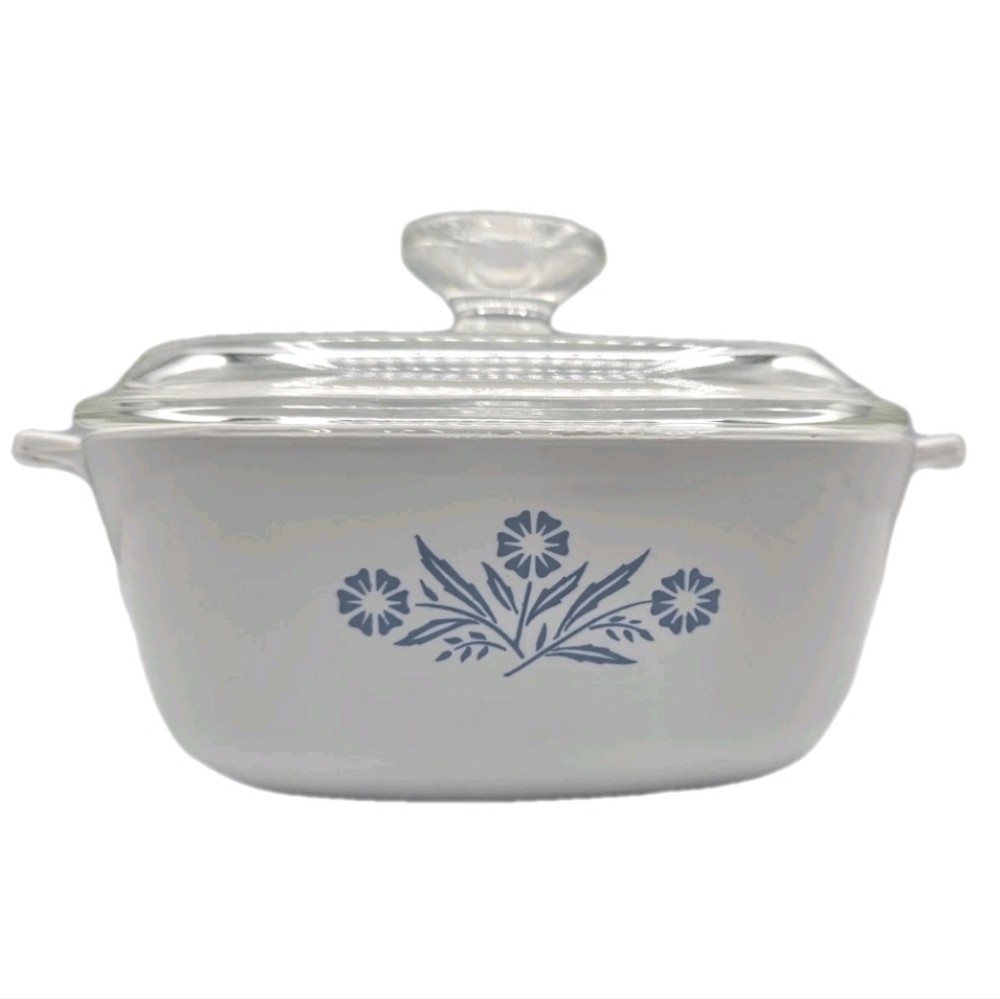 Corning Ware Blue Cornflower 1.5 Qt Casserole Dish Glass Lid Bowl Kitchen Vtg