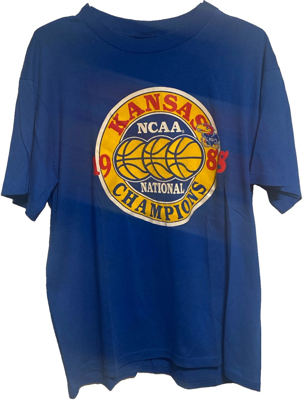 Vintage 1988 Kansas UNIV.  NCAA Champs TRENCH T Shirt XL (?) See Measure