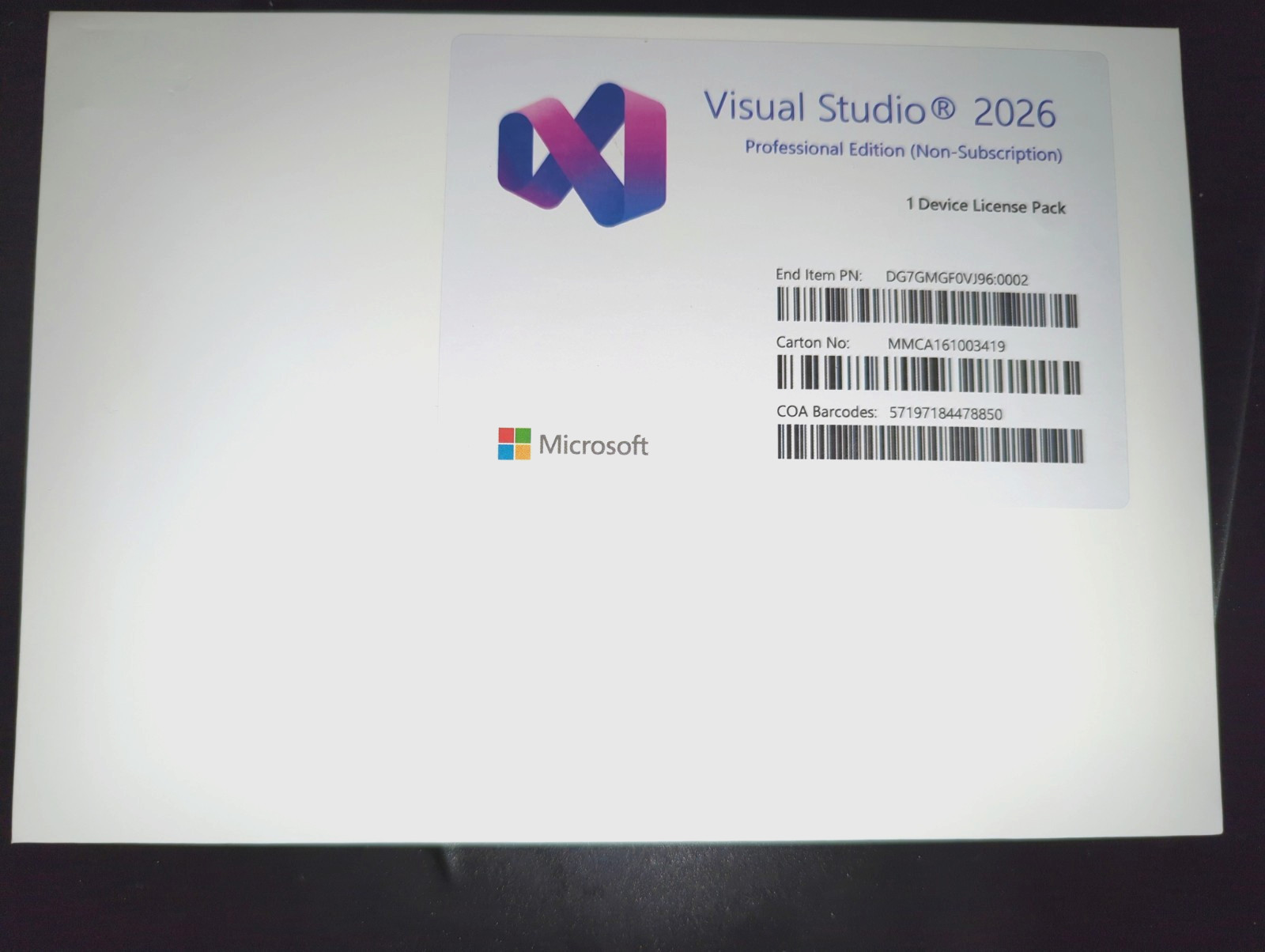 Microsoft Visual Studio 2026 Professional - 1 Device License (No-Subscription)