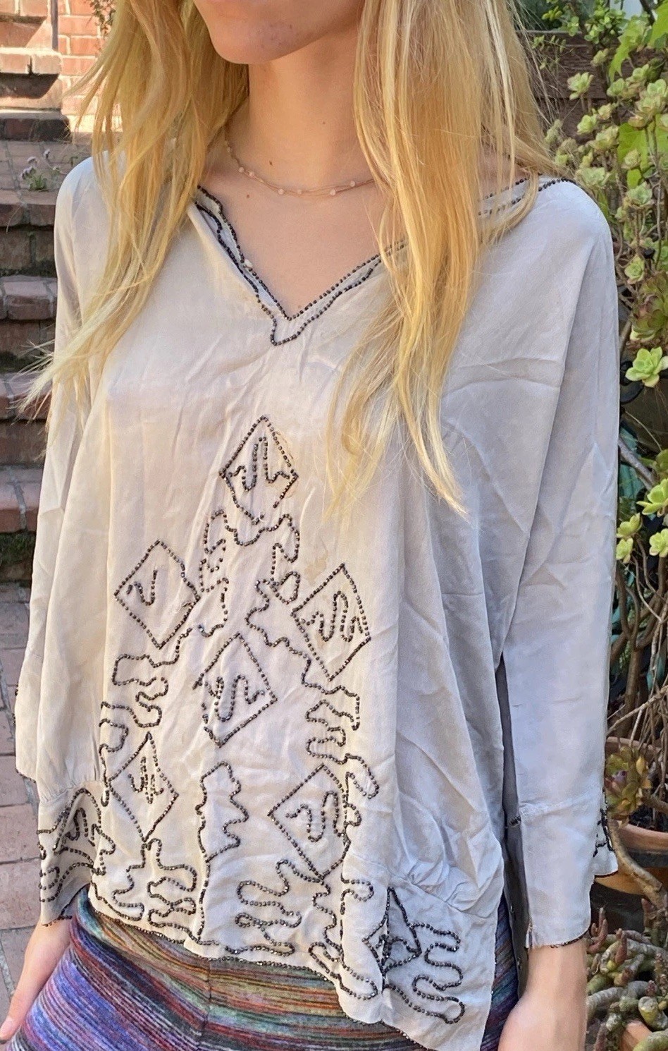 Antique 1920S Silk Beaded Top Blouse Art Deco Flapper Era Antique 1920S Silk Beaded Top Blouse Art Deco Flapper Era
