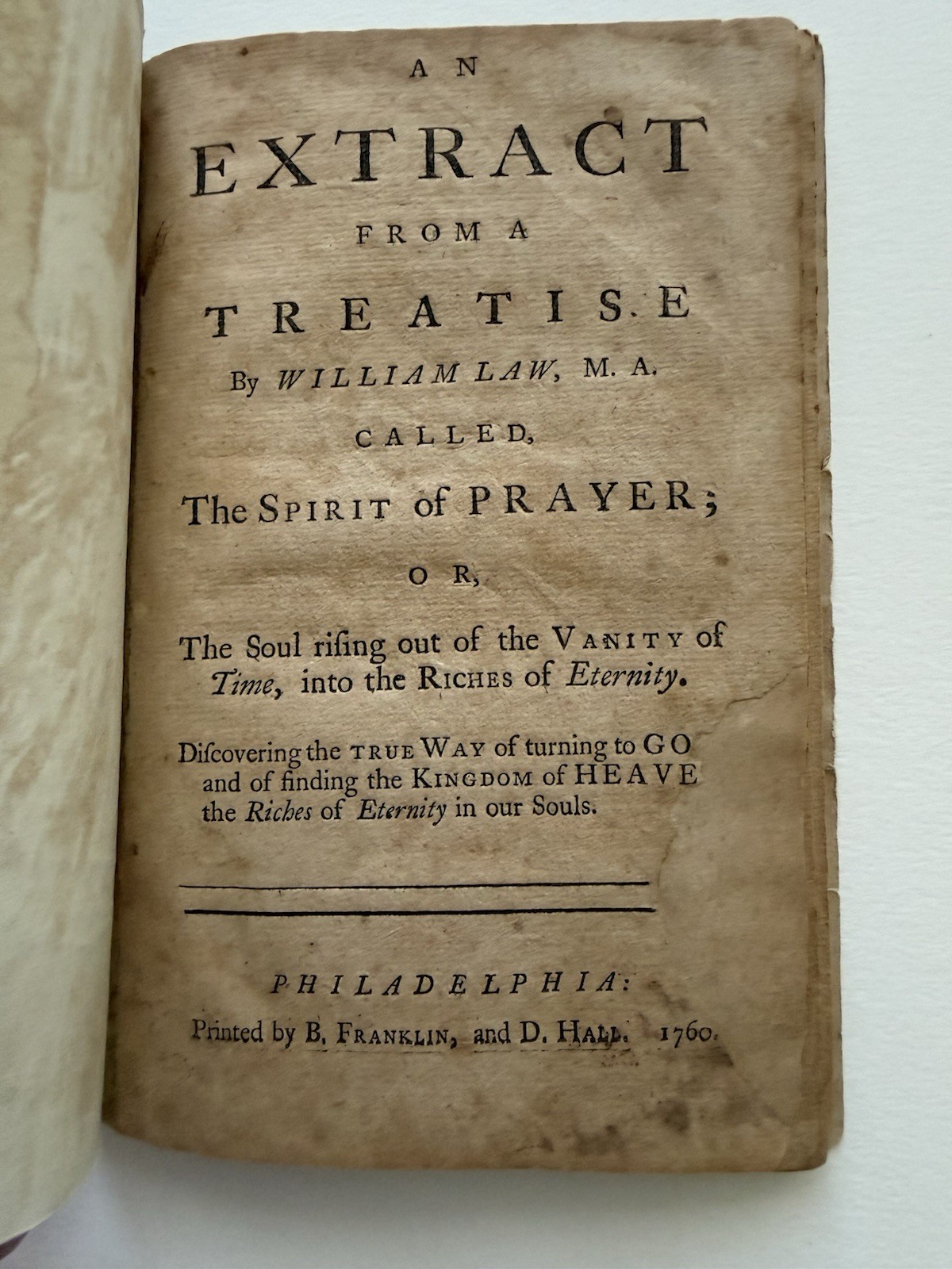 1760 Benjamin Franklin Imprint William Law