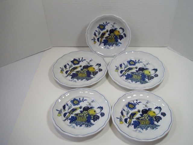 2 Spode Blue Bird Salad Plates 7.5\ 2 Spode Blue Bird Salad Plates 7.5\