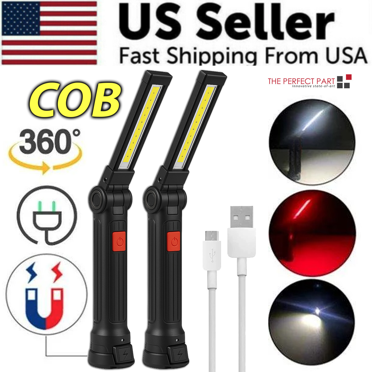 Rechargeable LED COB Work Light Mechanic Flashlight Lamp Magnetic Base Bright Rechargeable LED COB Work Light Mechanic Flashlight Lamp Magnetic Base Bright