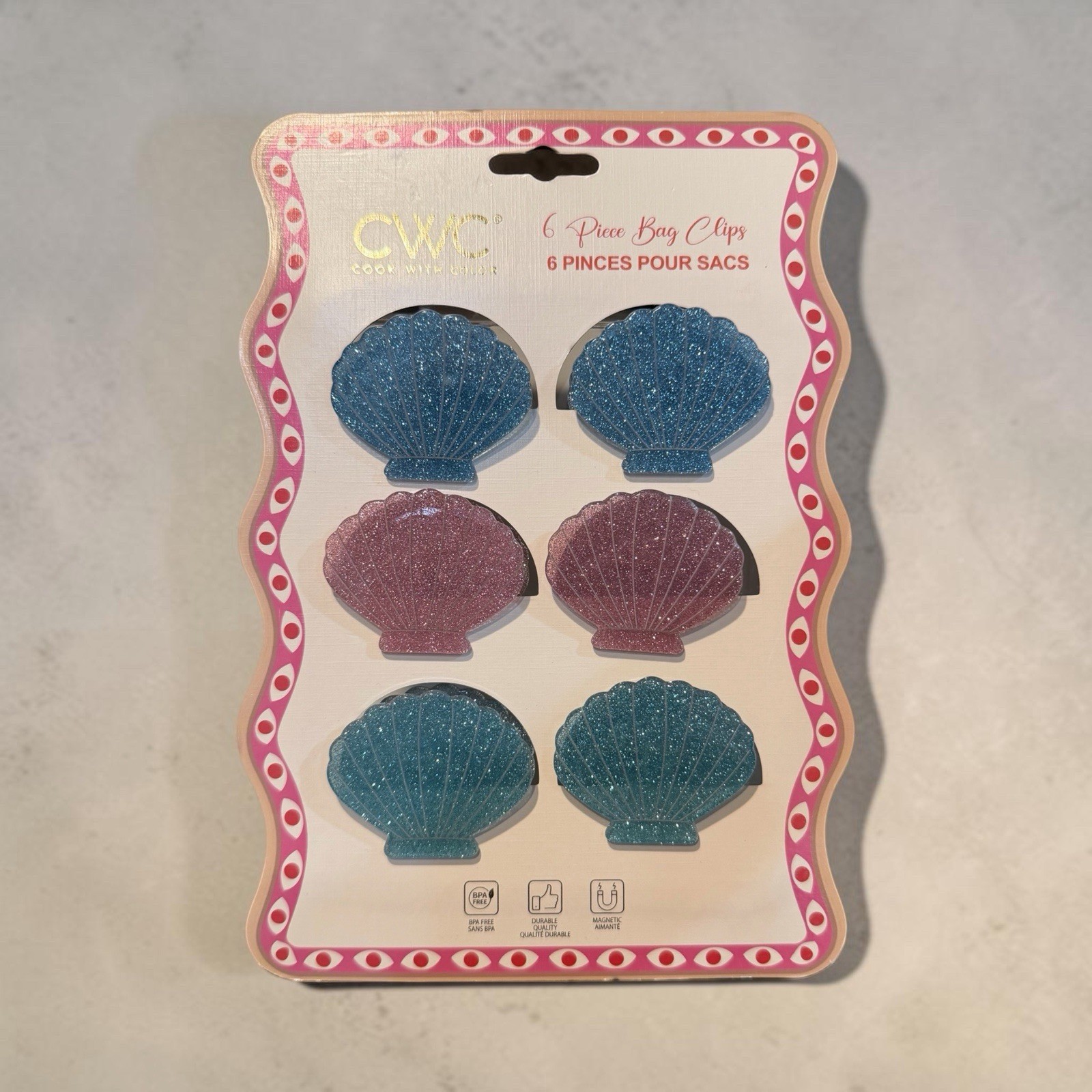 CWC Glitter SeaShell Bag Clips - 6ct CWC Glitter SeaShell Bag Clips - 6ct