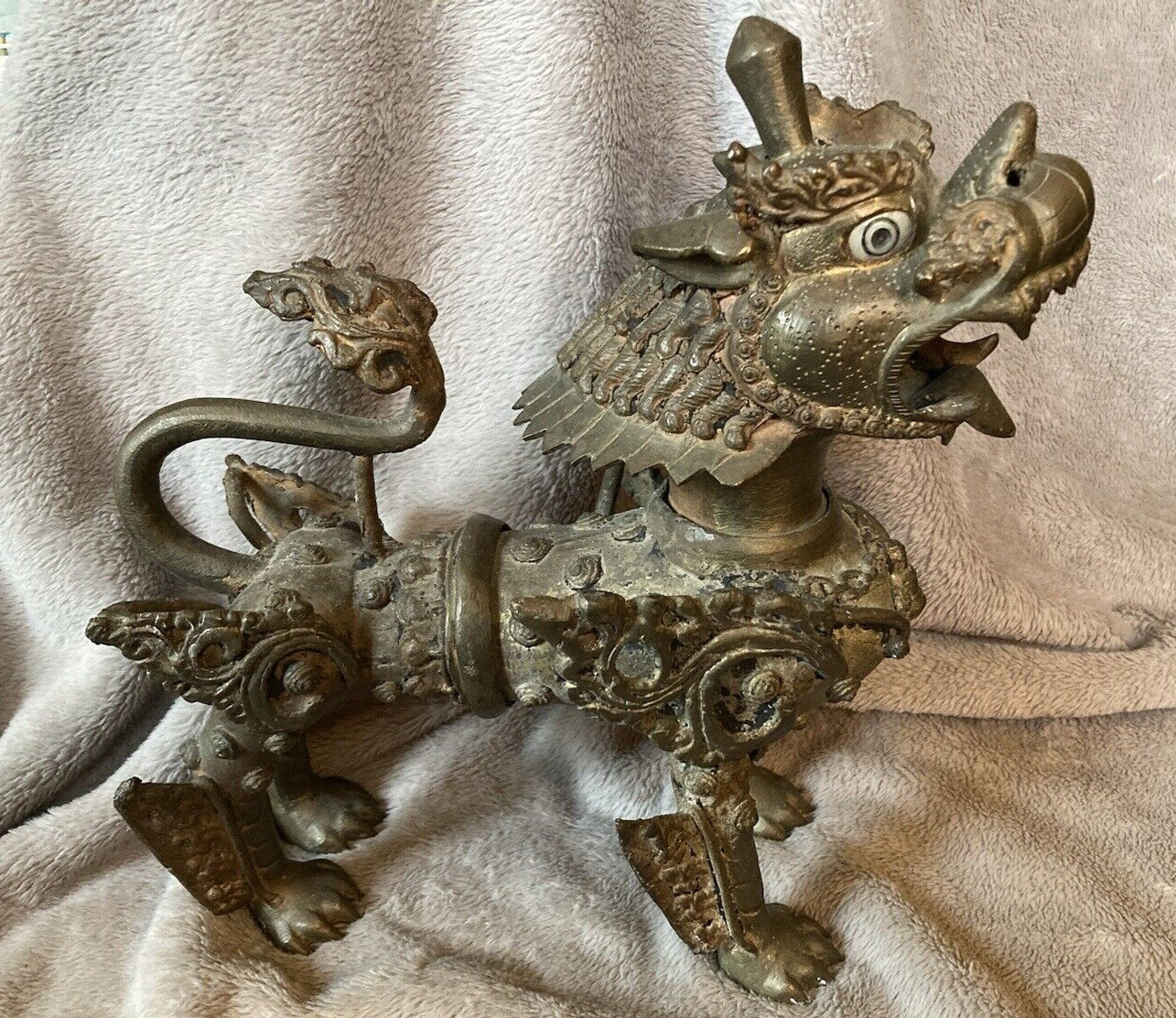 Chinese Qilin, Heavy, Detailed, and Richly Patinated