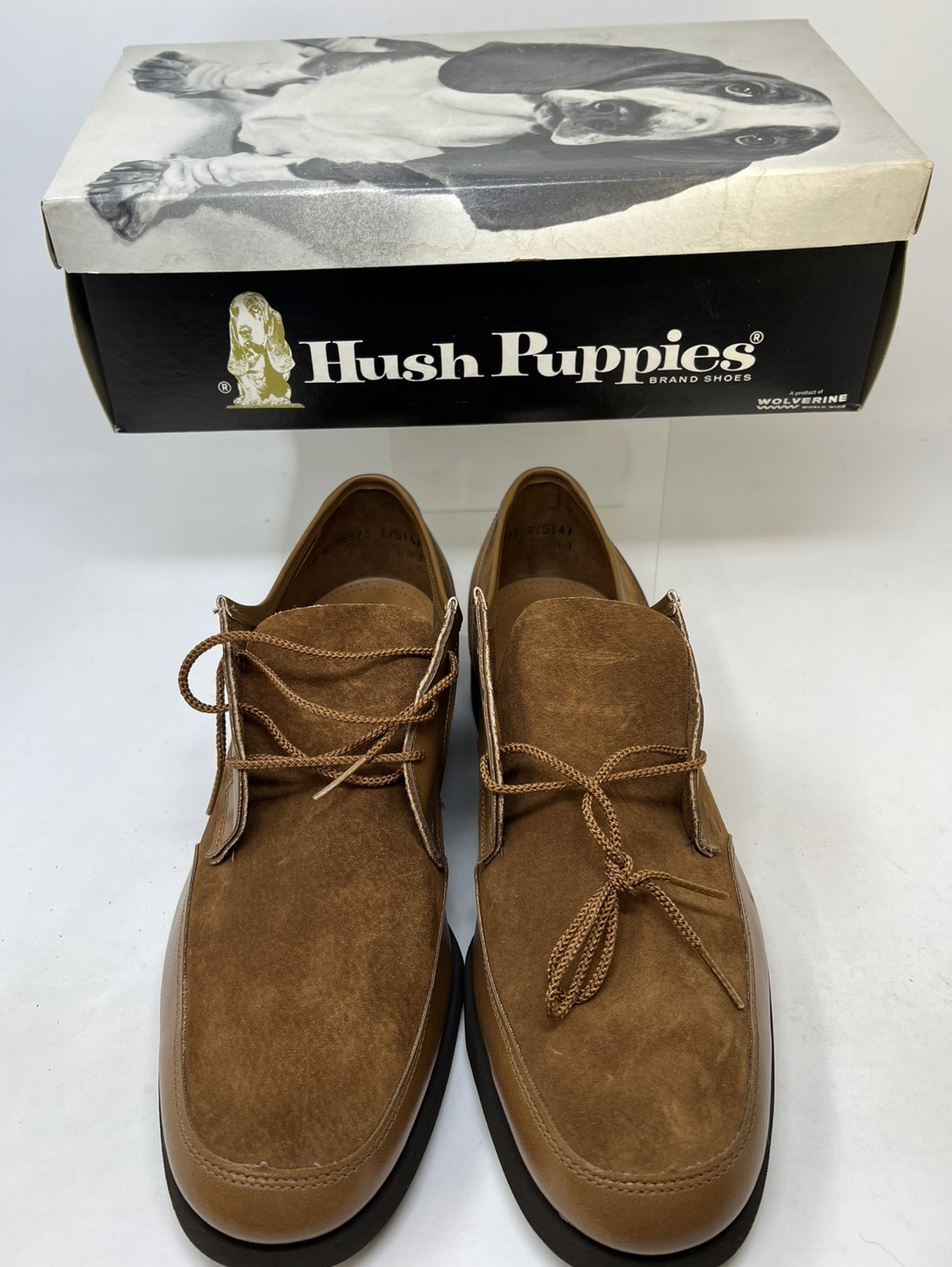 Vintage Hush Puppies Daytona 16315 Men’s 12W Camel Suede NOS Original Box