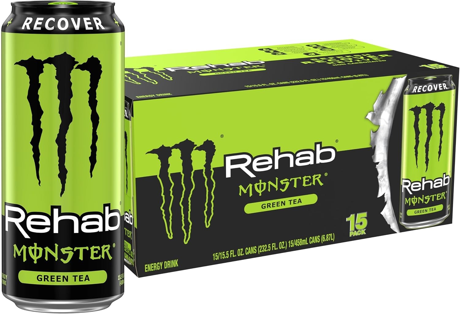 Monster Rehab Green Tea Energy Drink 15.5 Ounce Caffeine Energy Supplement