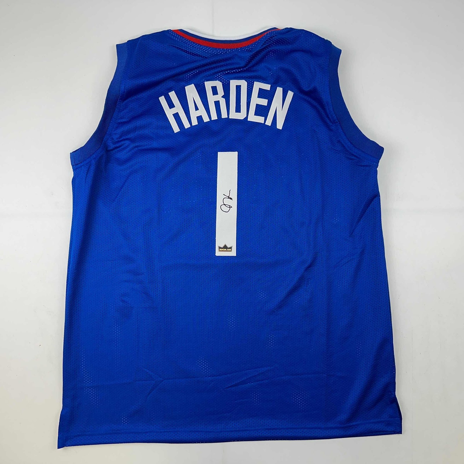 Facsimile Autographed James Harden Los Angeles LA Blue Jersey Men's XL Facsimile Autographed James Harden Los Angeles LA Blue Jersey Men's XL