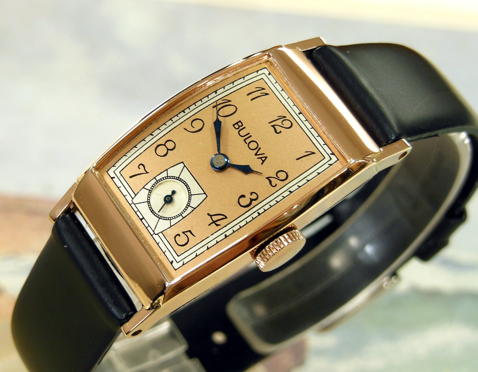 1940\'s Vintage BULOVA, Stunning SALMON Dial, Serviced & Warranty