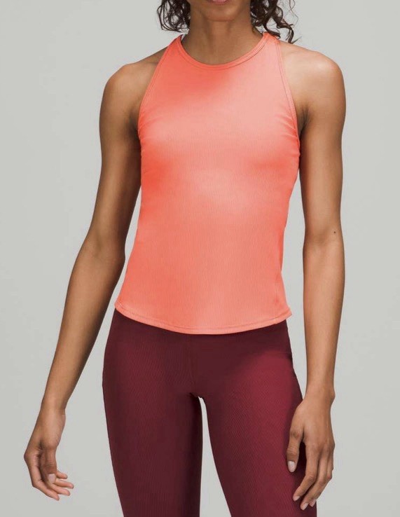 Lululemon Women\'s Base Pace Ribbed Tank Top Size 6 Racerback Tank Stretch peach 