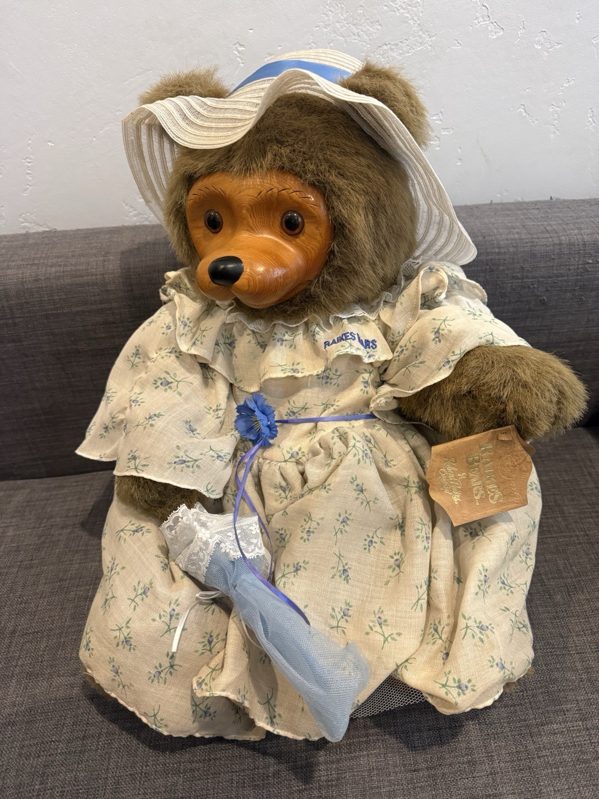 Vintage 1987 Robert Raikes “Miss Melony” Plush Wooden Face Bear Limited Edition
