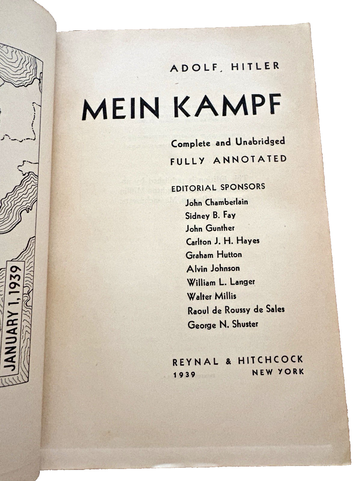 Mein Kampf 1939 1st US Ed / 1st Printing Complete Book Club Edition 1003 Pages