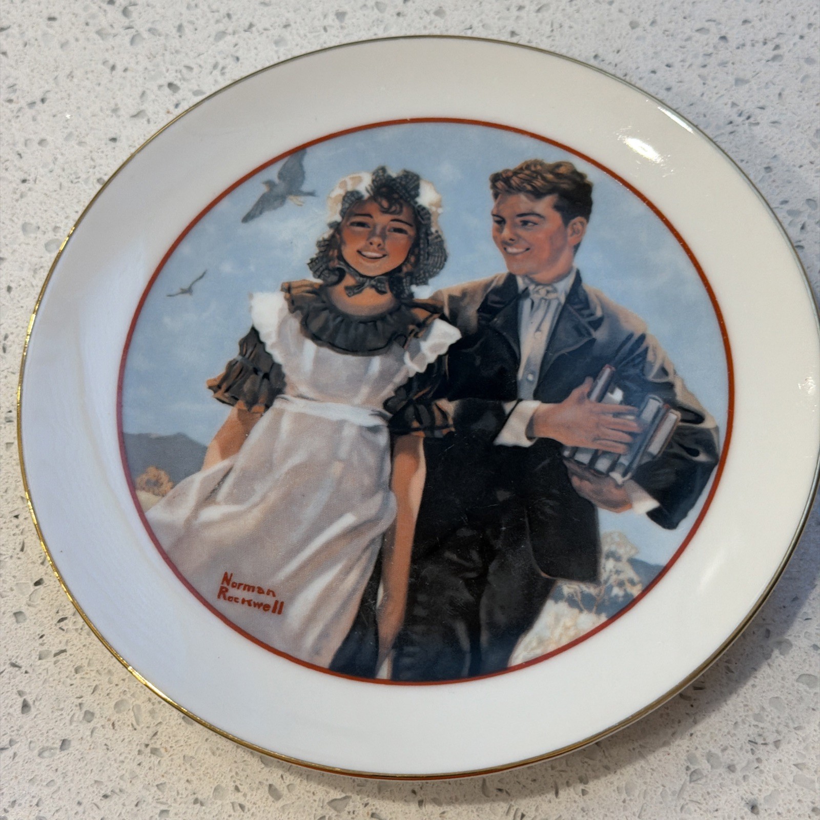Vintage 1982 Norman Rockwell Teenager Love Plate Vintage 1982 Norman Rockwell Teenager Love Plate