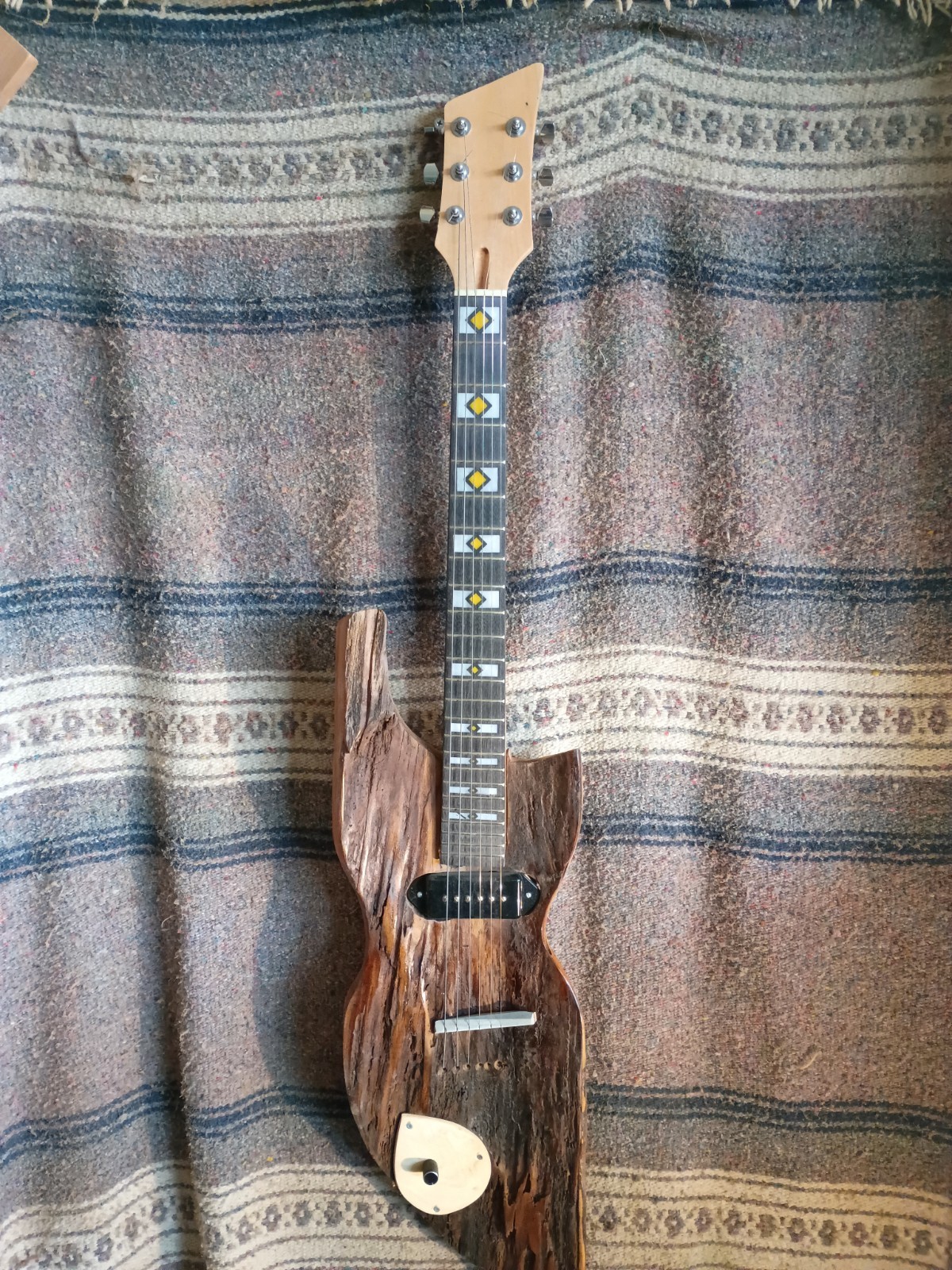 Live Edge Right-hand  Guitar Natural Driftwood Maple Body And Neck. P-90 Pickups