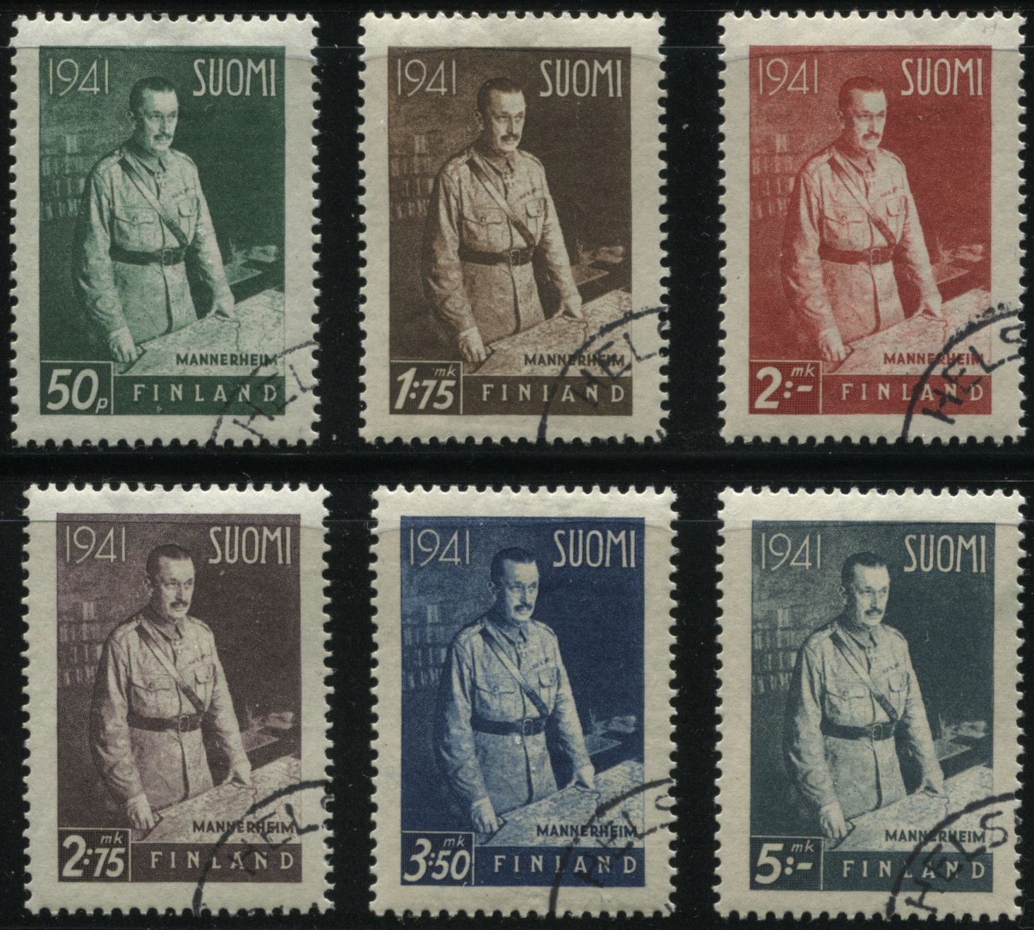 [OOS] Finland#Mi0248-Mi253Used1941CarlGustafEmilMannerheimFieldMarshall[227-232]