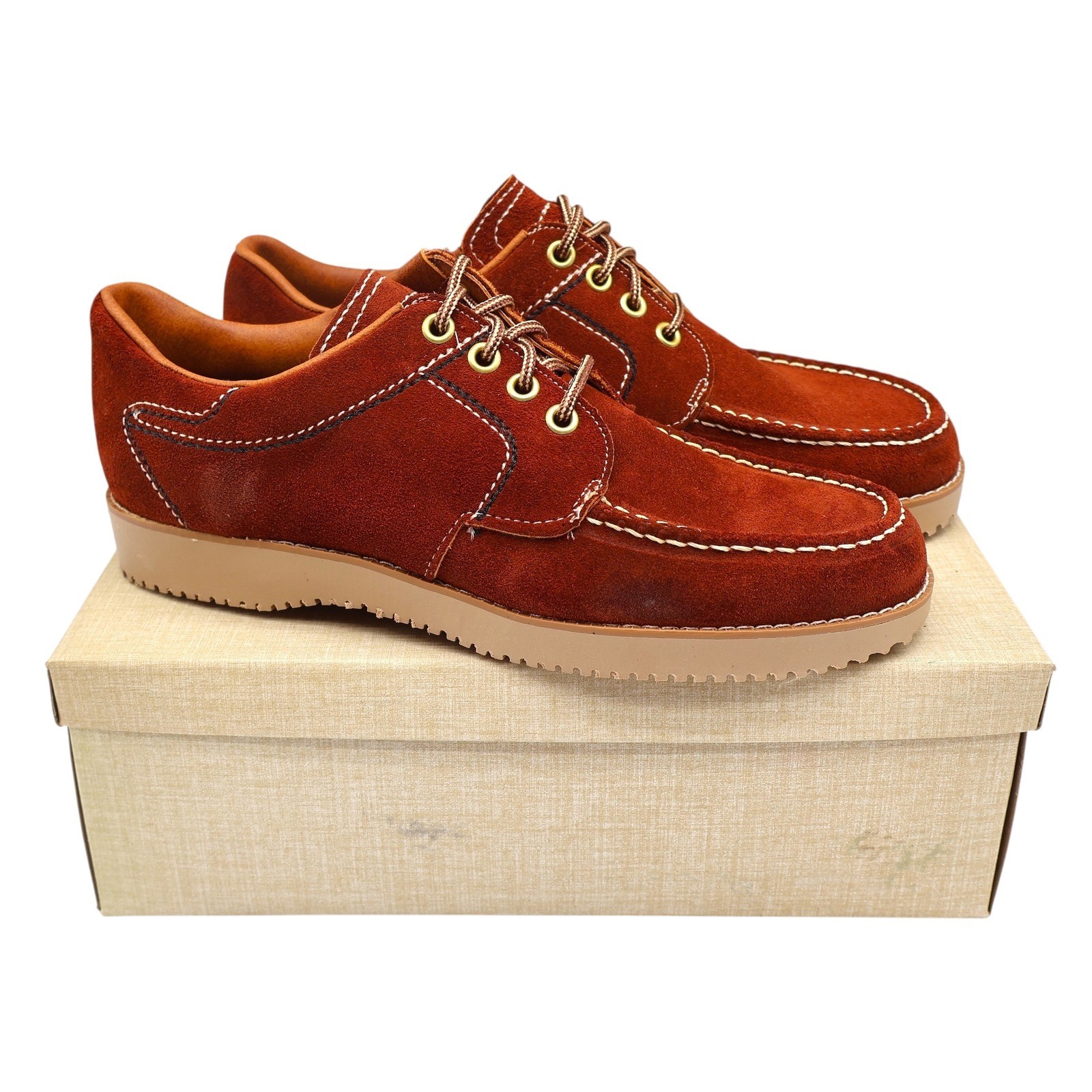 James Pepper Vintage 60s 70s Moc Toe Oxford Shoes Mens 6D Rust Suede Deadstock