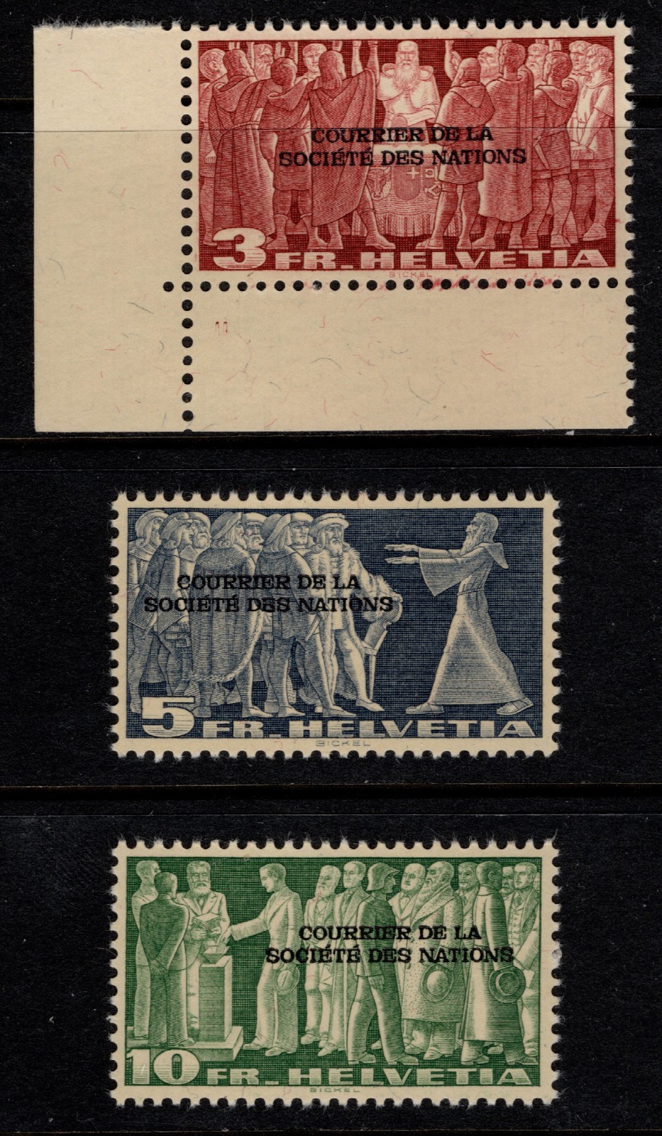MNH 1944 Swiss Overprinted Stamp Set, Scott #2O88** to #2O90** MNH 1944 Swiss Overprinted Stamp Set, Scott #2O88** to #2O90**