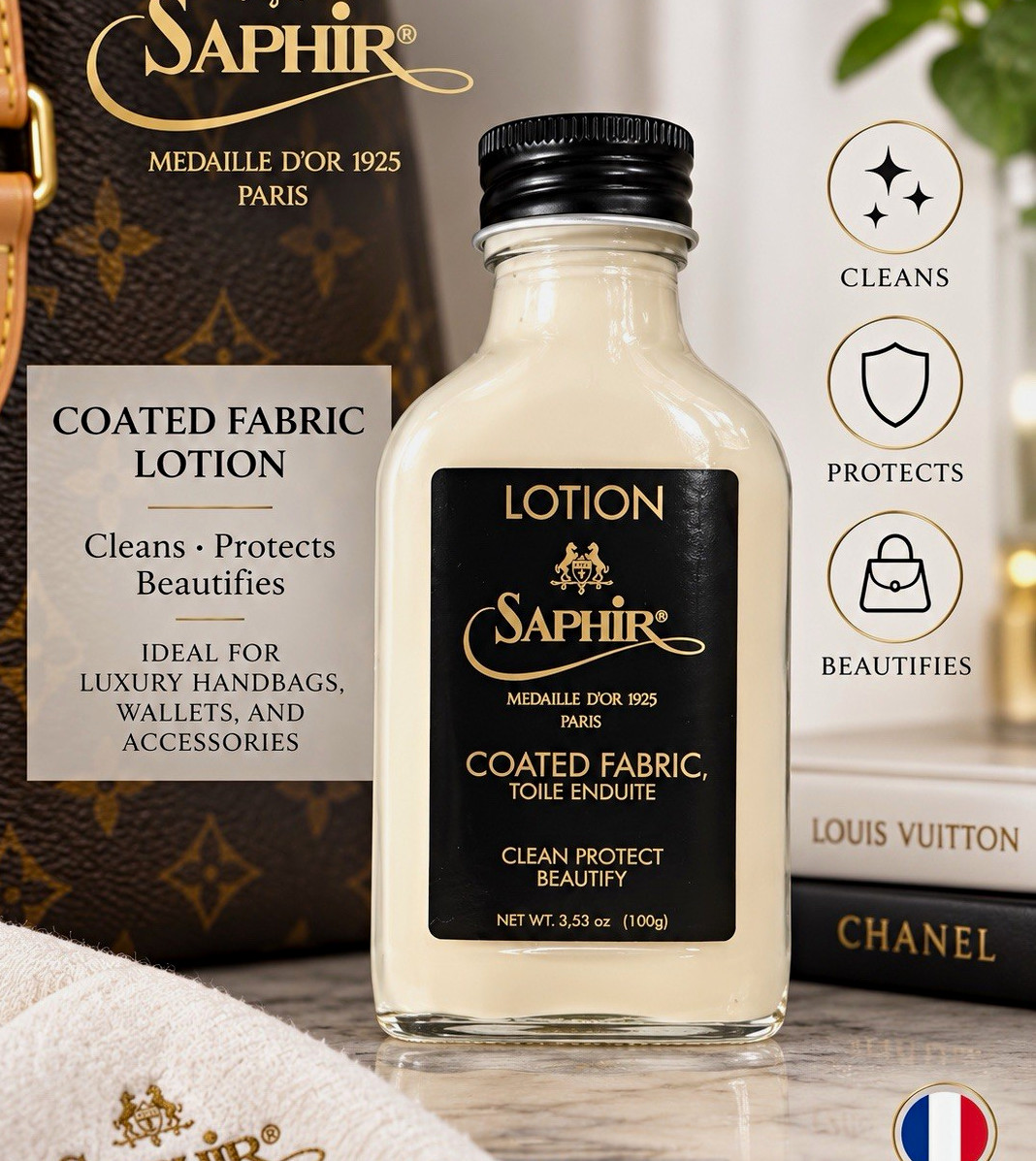 SAPHIR Medaille d'Or 1925 Coated Fabric Lotion Clean Protect Beautify SAPHIR Medaille d'Or 1925 Coated Fabric Lotion Clean Protect Beautify