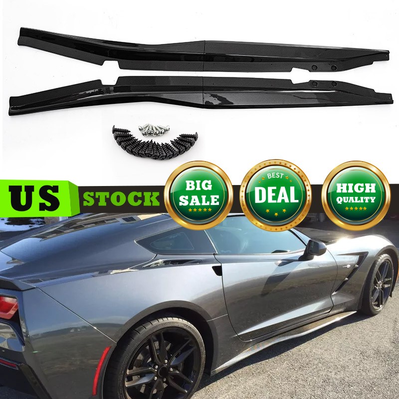 Fits 2014-2019 Corvette C7 Carbon Fiber Z06 Style Side Skirt Extensions Splitter