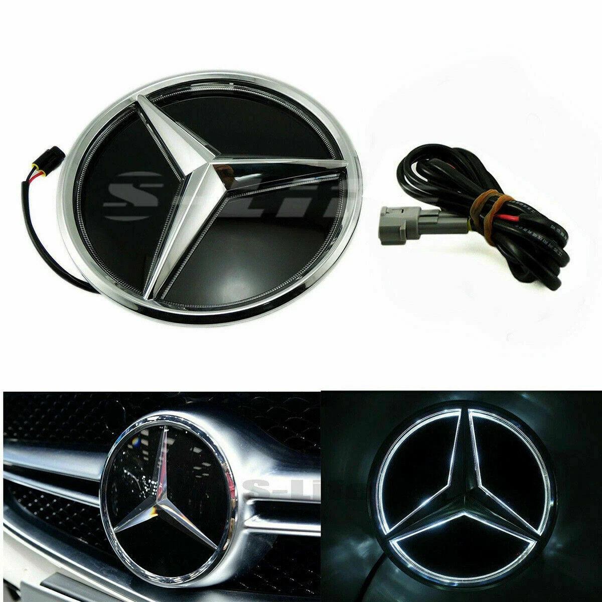 Mercedes Benz 2011-2017 Front Grille Mirror Star LED White Illuminated Emblems