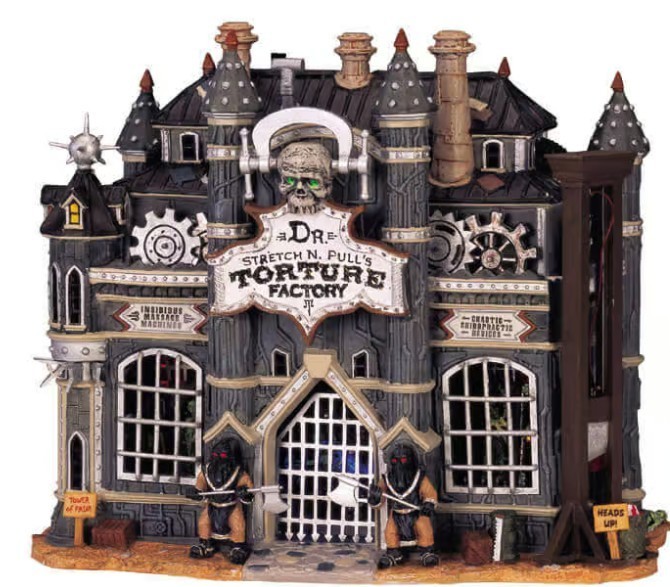 Lemax Spooky Town Halloween Village-Dr Stretch N Pulls Torture Factory-2004 Lemax Spooky Town Halloween Village-Dr Stretch N Pulls Torture Factory-2004