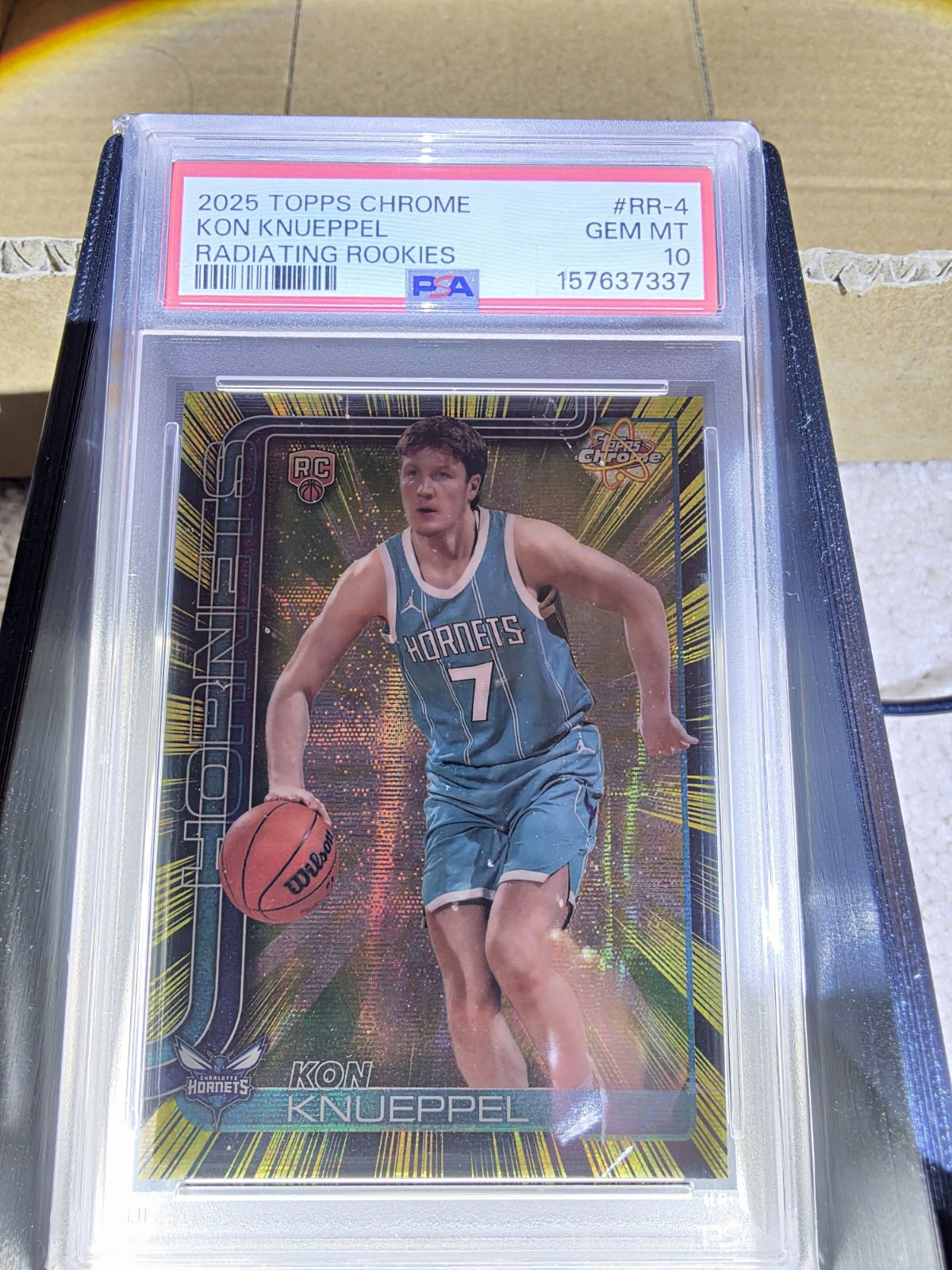 Topps 2025-26 Topps Chrome Radiating Rookies RR-4 Kon Knueppel RC PSA 10 Topps 2025-26 Topps Chrome Radiating Rookies RR-4 Kon Knueppel RC PSA 10