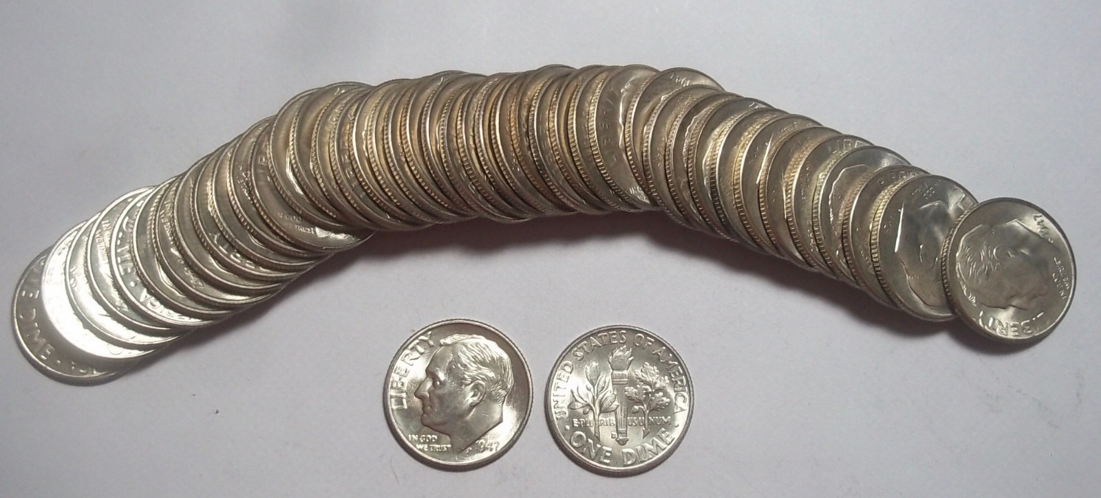 1 - 1947 - D - ROOSEVELT DIME - BU - MS - 1 - 1947 - D - ROOSEVELT DIME - BU - MS -