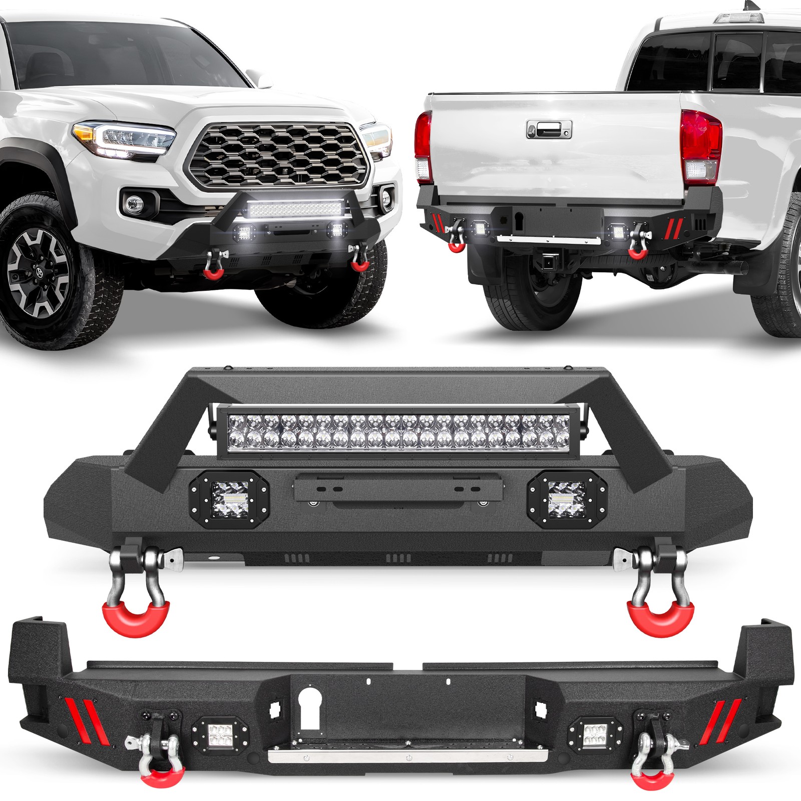For 2016-2023 Toyota Tacoma Steel Front or Rear Bumper w/Lights & Sensor Holes