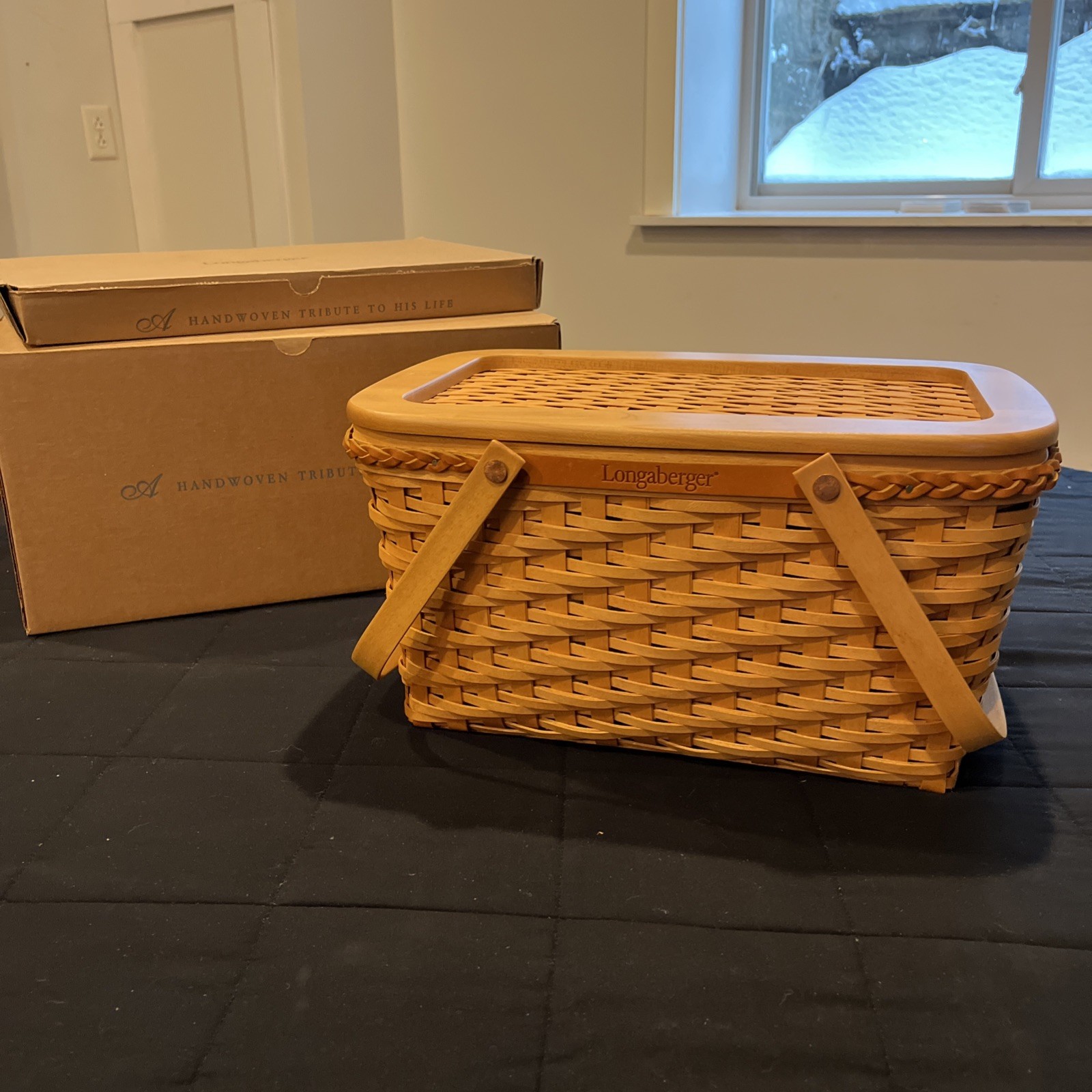 Longaberger Founders Market Basket 2000 with Protector and Lid Longaberger Founders Market Basket 2000 with Protector and Lid