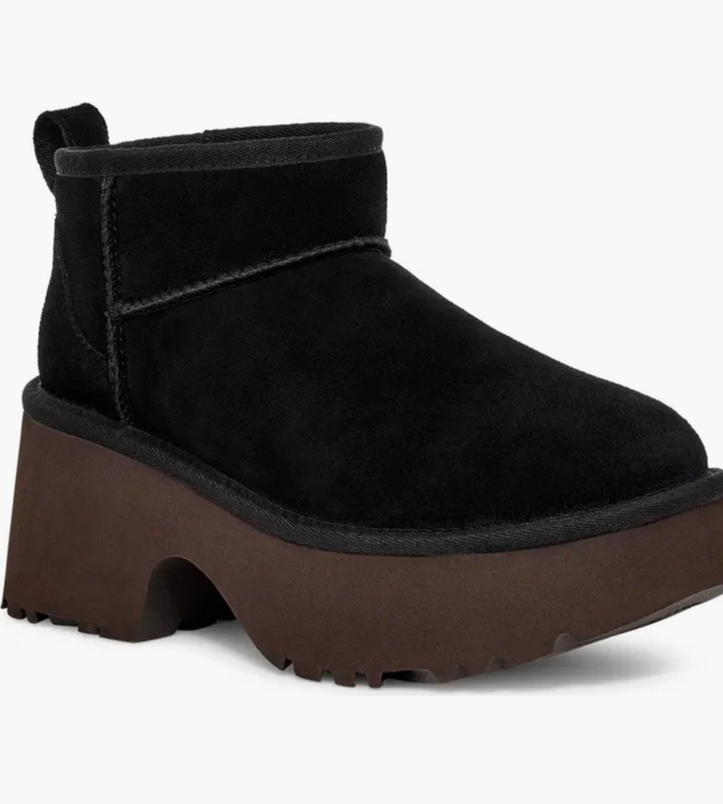 New Women\'s UGG Black Classic Ultra Mini New Heights Shearling Boots Size 9 New Women\'s UGG Black Classic Ultra Mini New Heights Shearling Boots Size 9