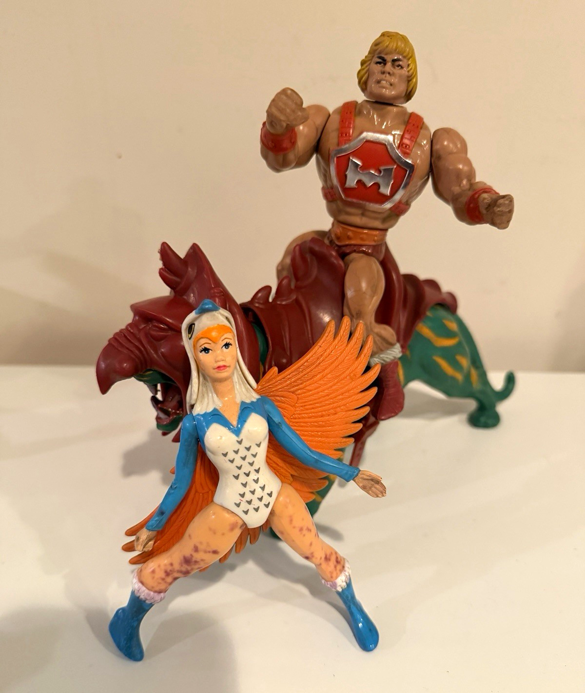 Vintage 1980s Masters of the U Lot - Sorceress, Thunder Punch He-Man, Battle Cat