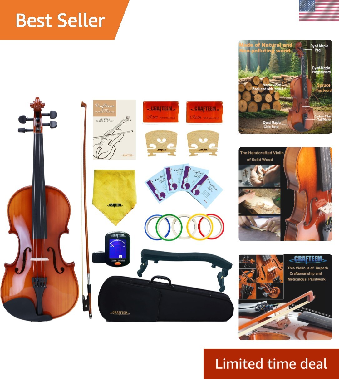 Luxurious Antique Finish 4/4 Violin Outfit – Perfect for Aspiring Musicians