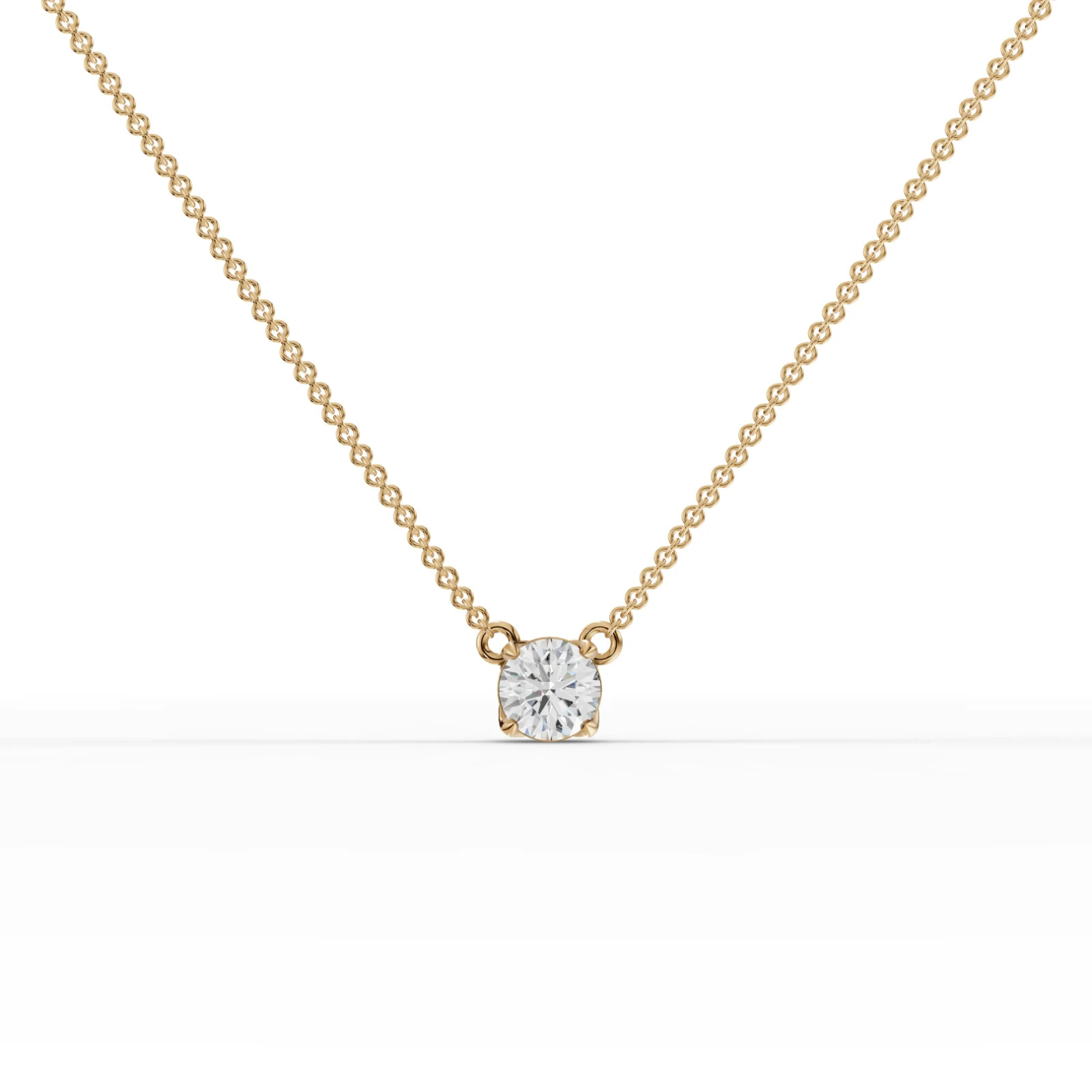 1.00 Ct Round Lab Grown Diamond Solitaire Prong Set Necklace 18k Yellow Gold