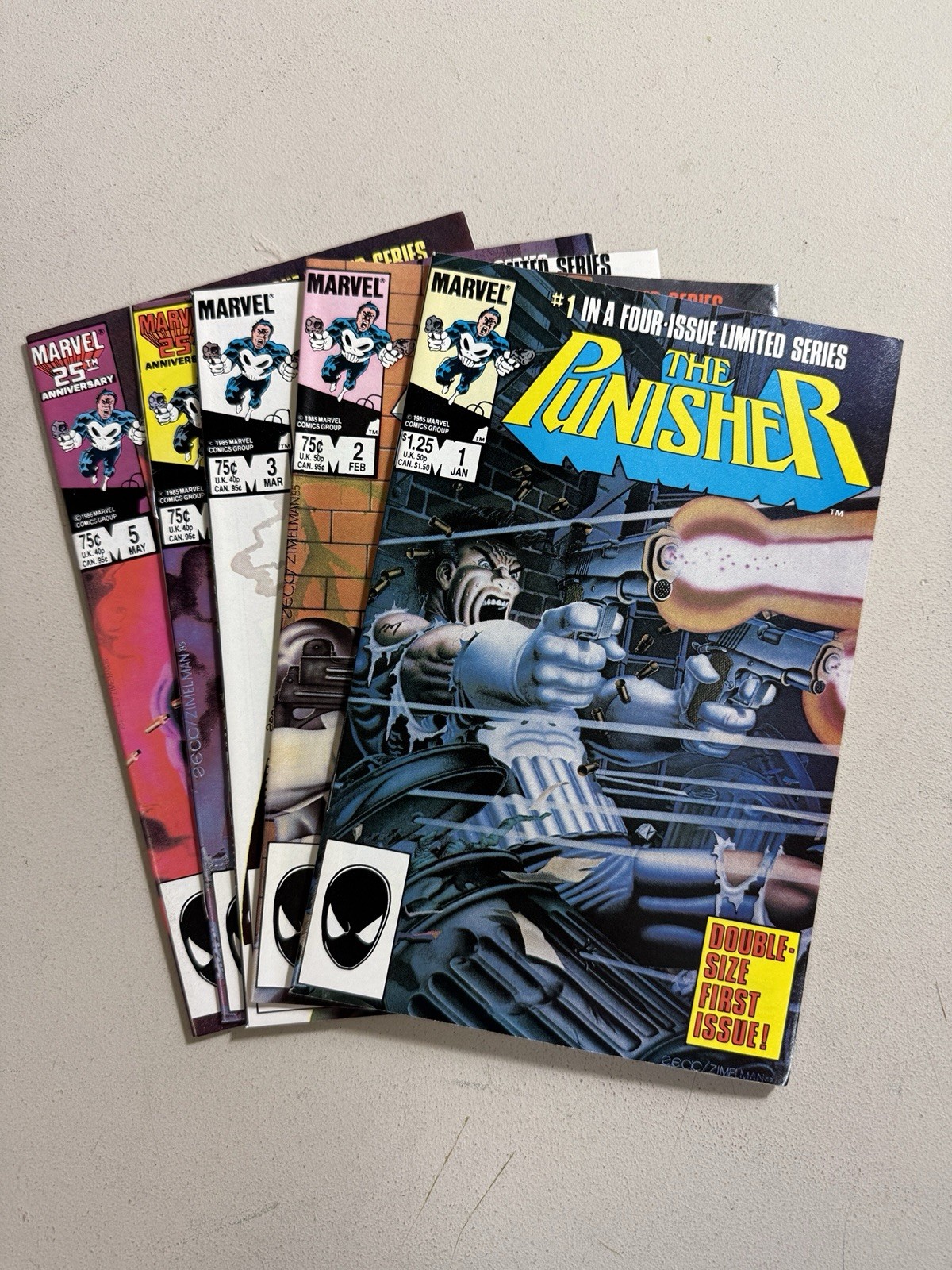Punisher Limited Series #1-5 Complete Set (1986 Marvel) Mike Zeck 1st Solo Punisher Limited Series #1-5 Complete Set (1986 Marvel) Mike Zeck 1st Solo