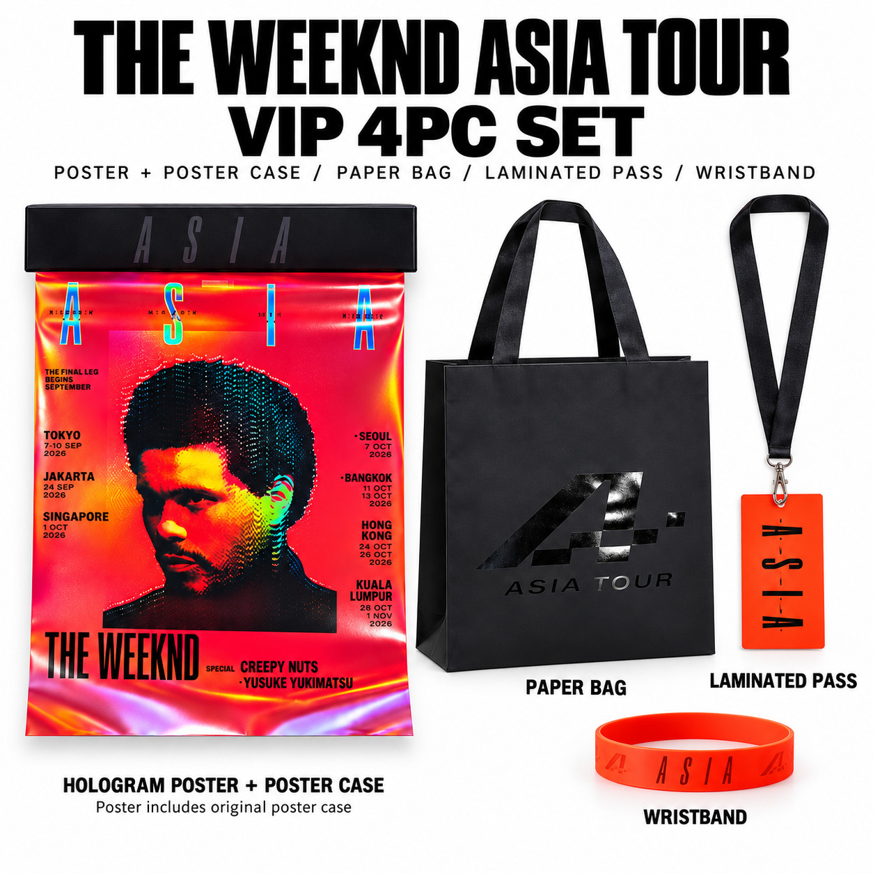 The Weeknd After Hours Til Dawn Tour 2026 Exclusive VIP Merchandise 4pc Set The Weeknd After Hours Til Dawn Tour 2026 Exclusive VIP Merchandise 4pc Set