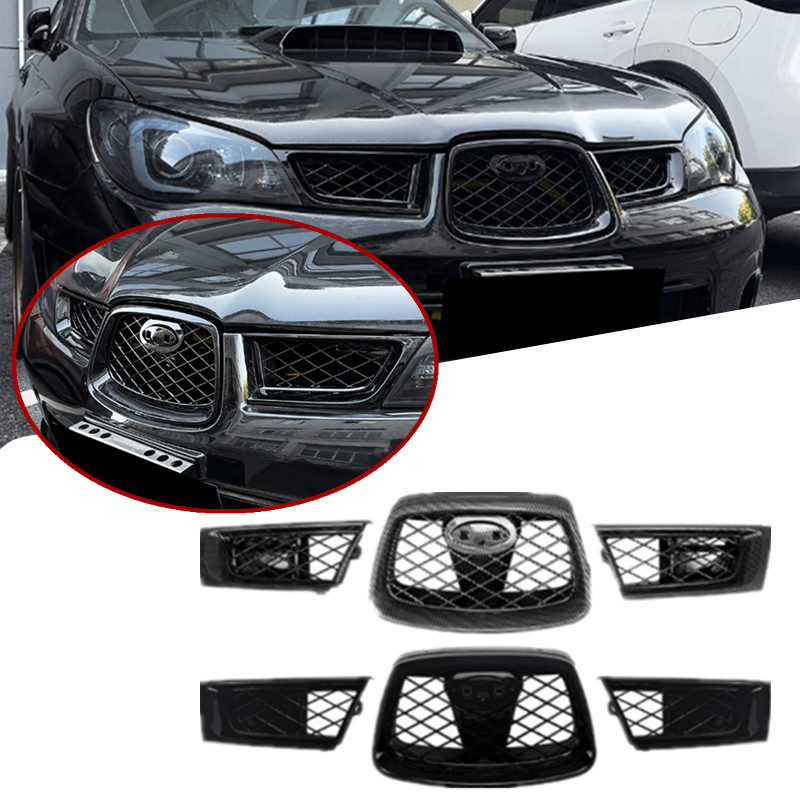 FOR 06-07 Subaru Impreza WRX STI 9th Gloss Black Front Bumper Upper Mesh Grille FOR 06-07 Subaru Impreza WRX STI 9th Gloss Black Front Bumper Upper Mesh Grille