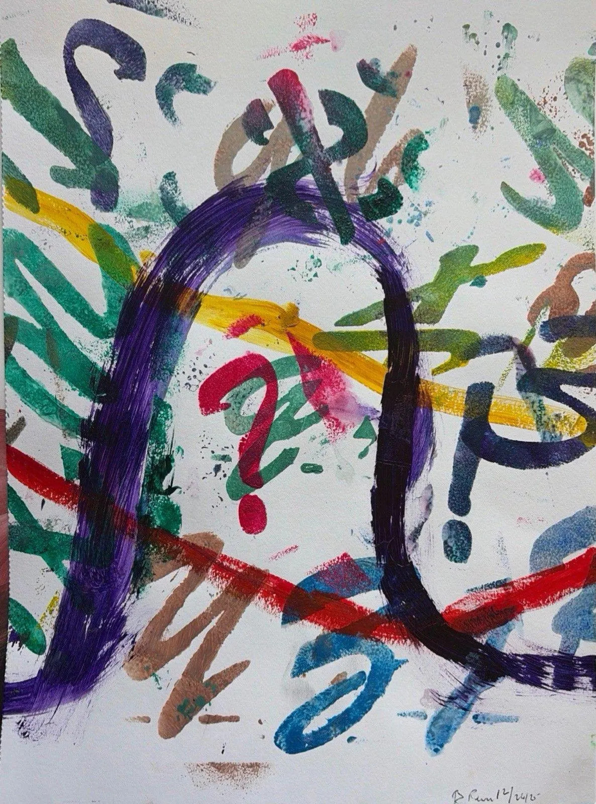 Hand Painted 11x14 Abstract Painting Acrylic Multicolor Living Room Wall Art