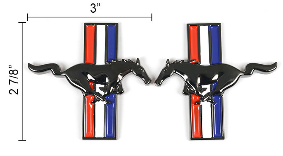 New 1994 - 2004 Ford MUSTANG Running Horse Black Chrome Fender Emblems Pair New 1994 - 2004 Ford MUSTANG Running Horse Black Chrome Fender Emblems Pair