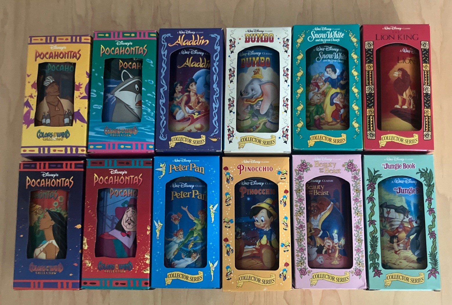 1994 Walt Disney Collector Series Cups Glasses Burger King Complete Set of 12 1994 Walt Disney Collector Series Cups Glasses Burger King Complete Set of 12