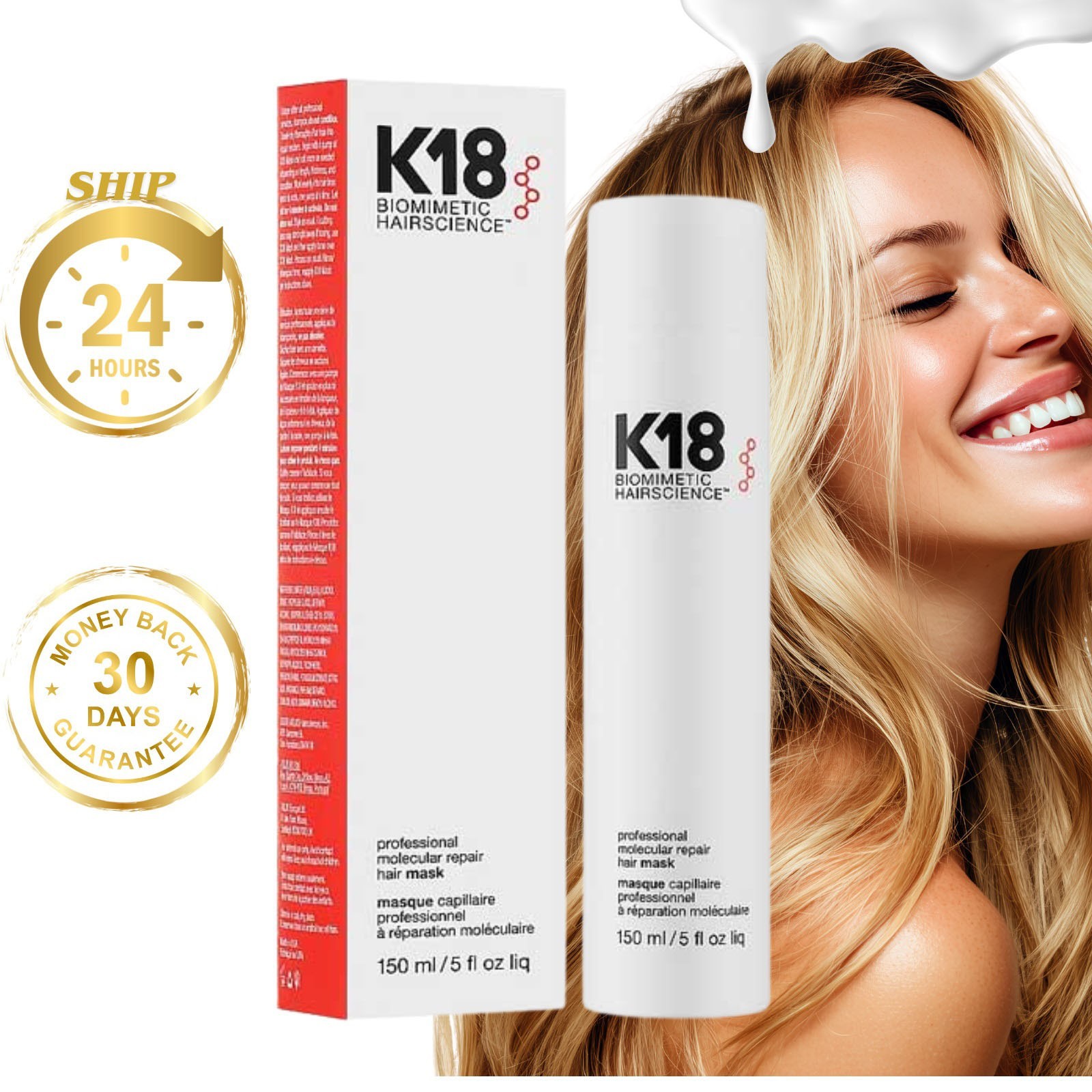 K18 Biomimetic Hairscience Leave-in Molecular Repair Hair Mask- 150ml/5oz Sealed K18 Biomimetic Hairscience Leave-in Molecular Repair Hair Mask- 150ml/5oz Sealed